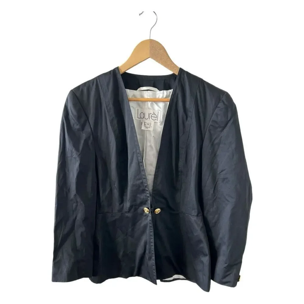 Laurèl Black Blazer Gold Hardware Size 38